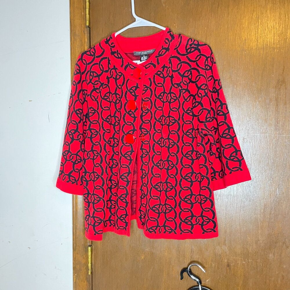 Pine Needles New York Cardigan Red Women's XL